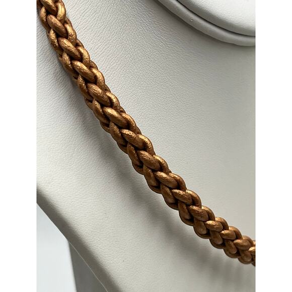 Carolyn Pollack Relios Sterling gold Brown Braided Leather Choker Necklace - Picture 8 of 9